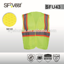 Ansi / isea 107-2010 colete fluorescente, alta visibilidade vestuário de segurança reflexiva, muitos bolsos frente